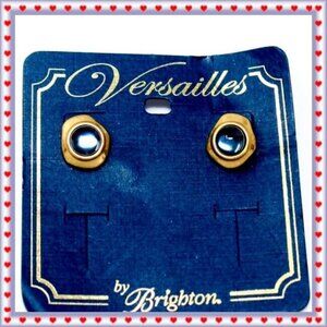 Brighton Versailles Brushed Gold Blue Neptune Post Earrings